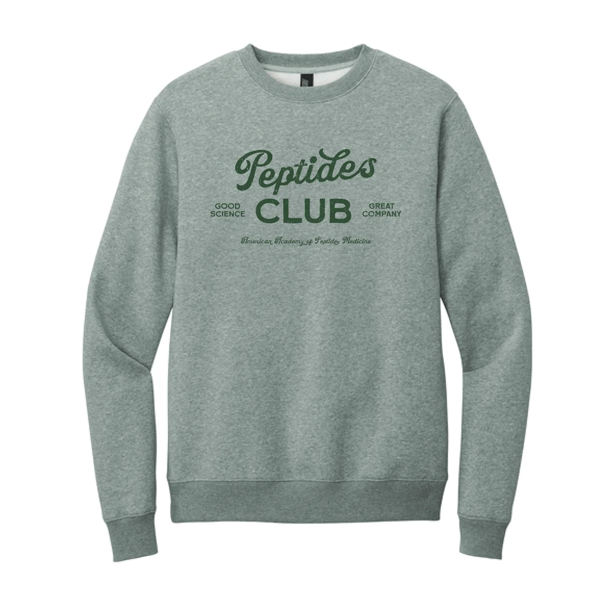 Peptides Club Crewneck in Heather Grey, front