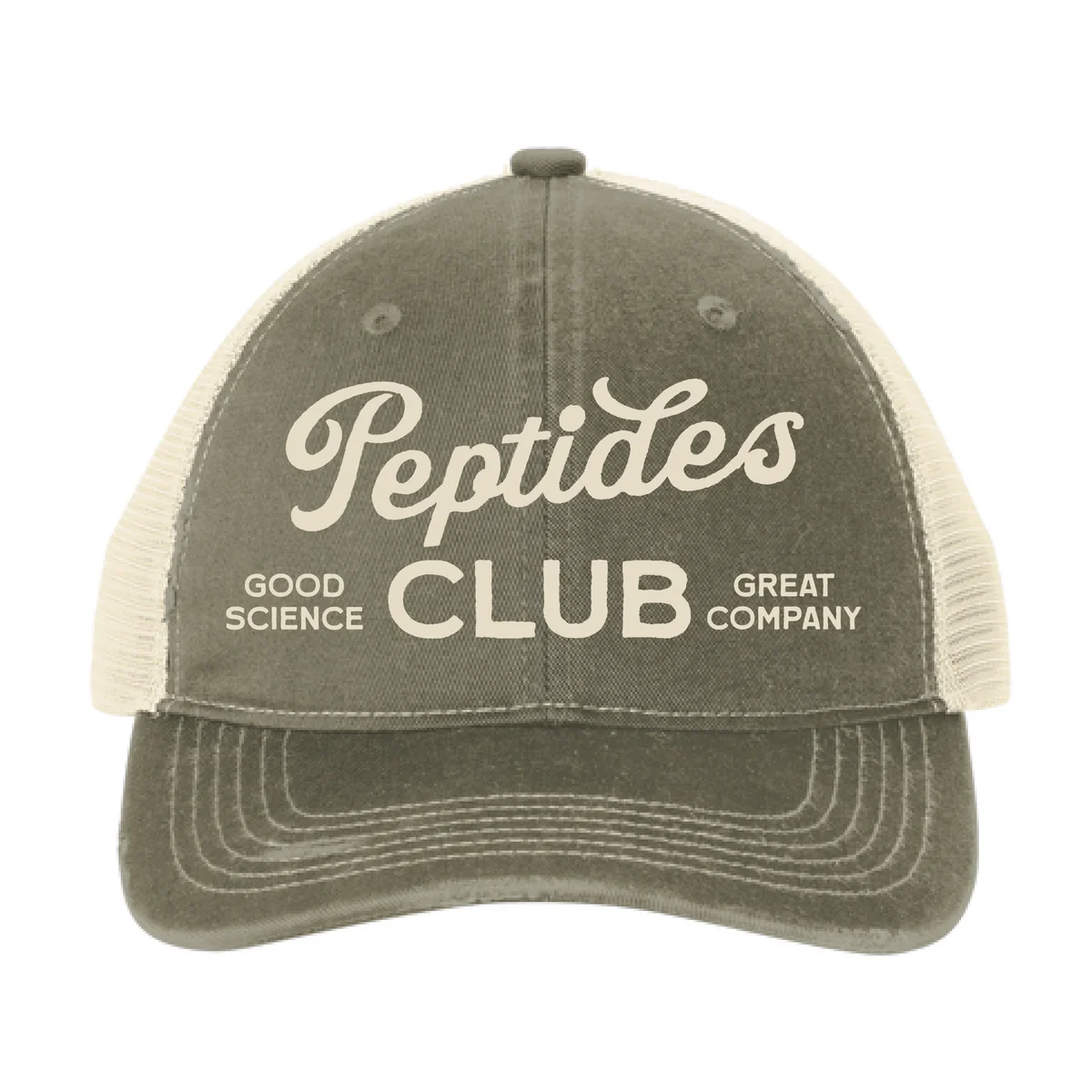 Peptides Club Hat in Olive, front